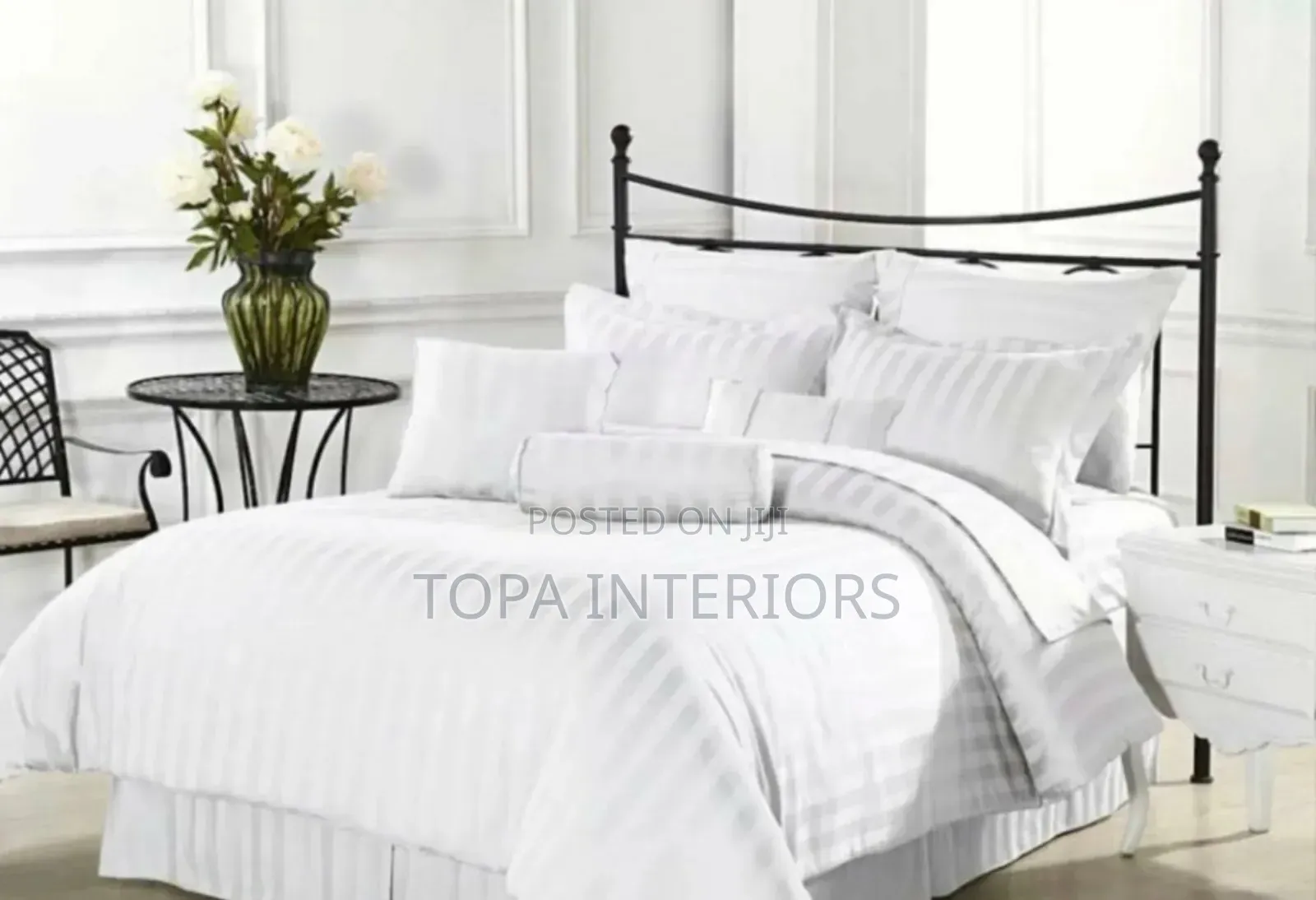Striped Quality White Duvet Cover Sets for King Size Beds