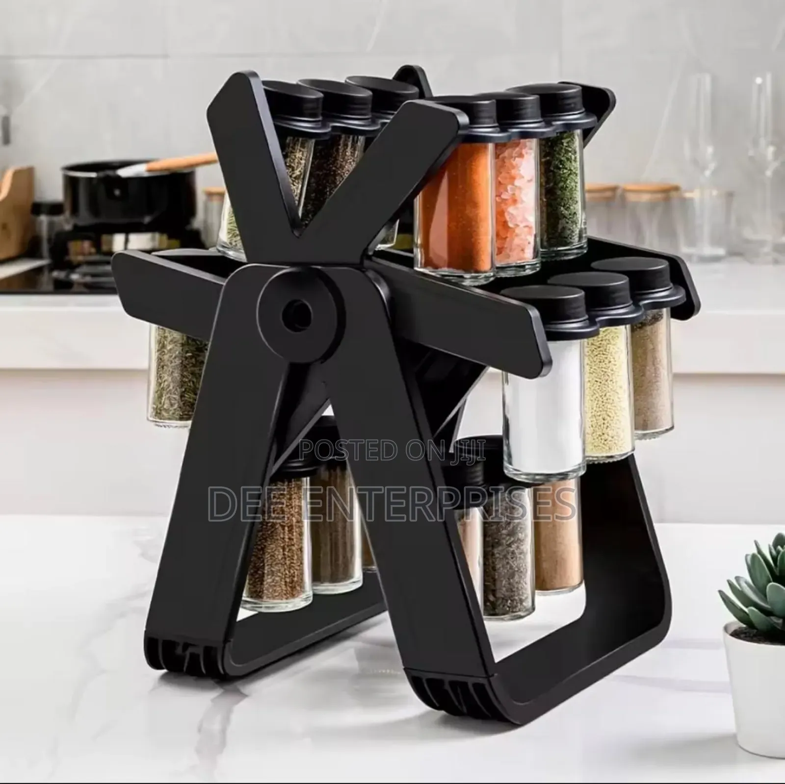 Rotary Seasoning Rack With Jars