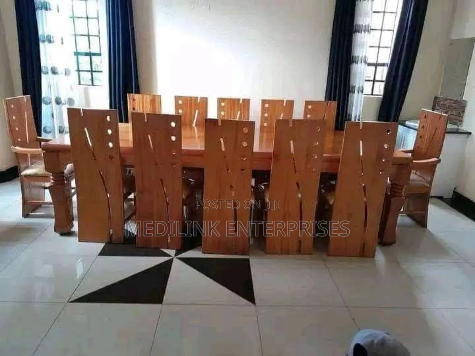 12-Seater Solid Mahogany Dinning Table Set