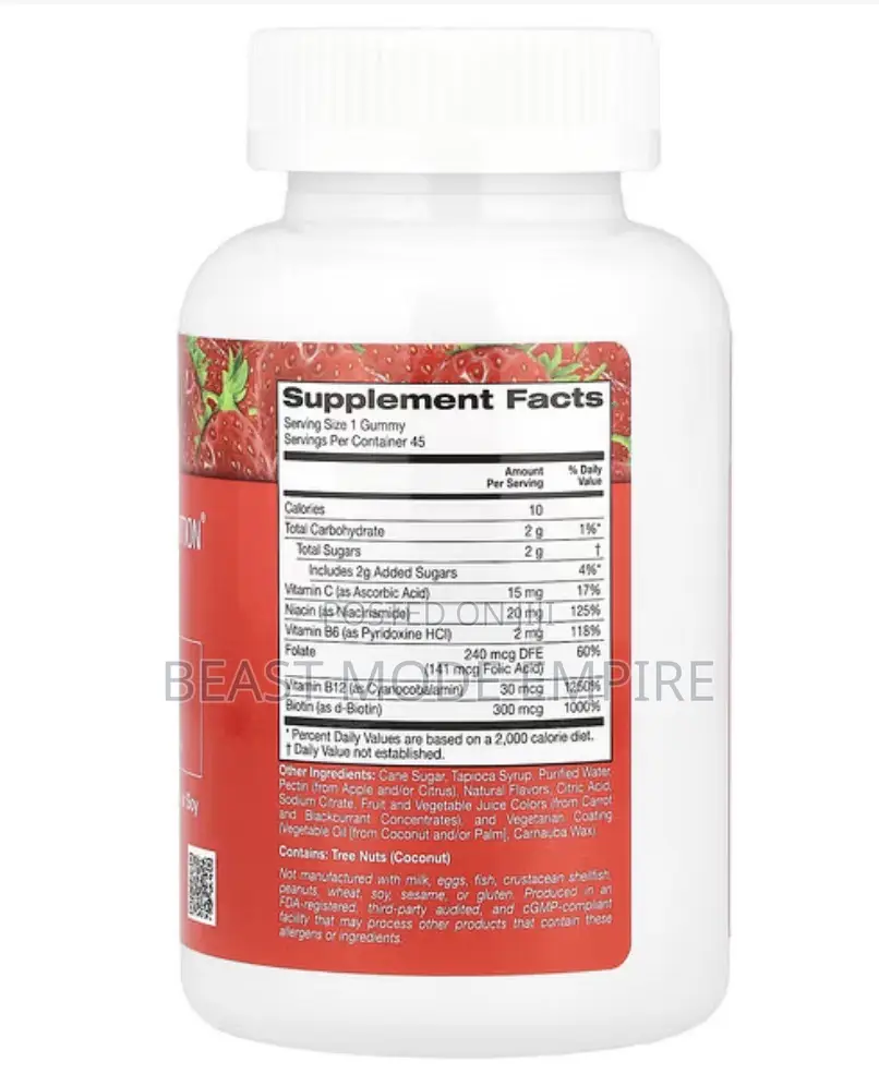 Vitamin B Compex Gummies With Vitamin B6 ,B3,B9,B7and B12 Made in Usa