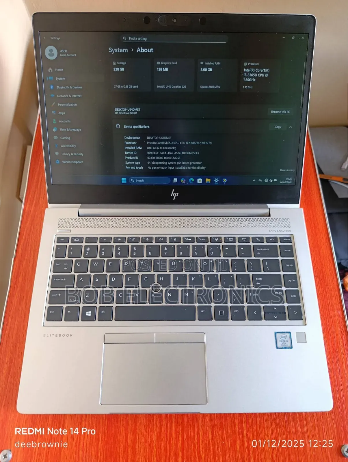 Laptop HP EliteBook 840 G5 8GB Intel Core i5 SSD 256GB
