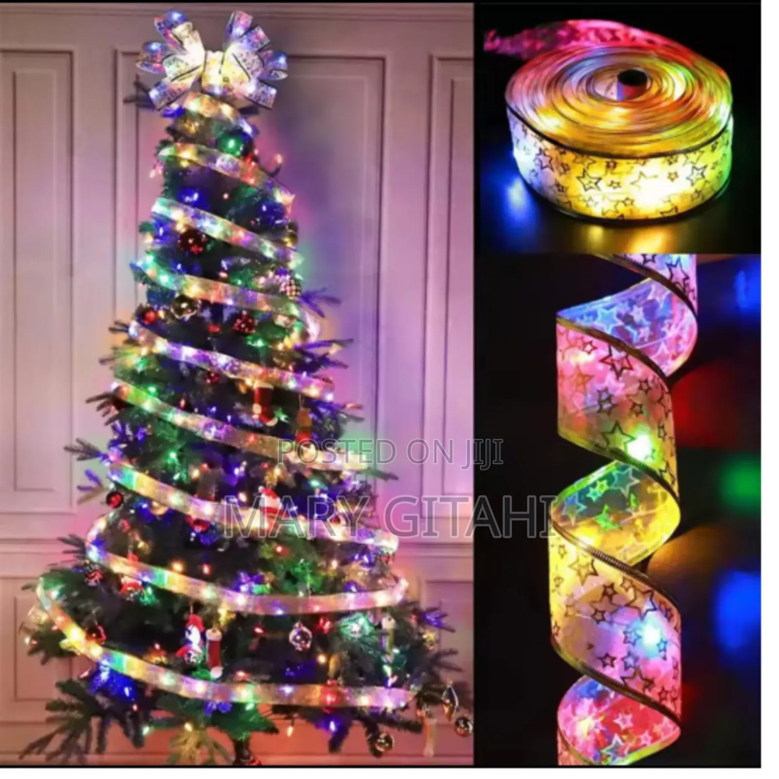 Xmas Multicolored Battery Powered Ribbon Size: 182cm