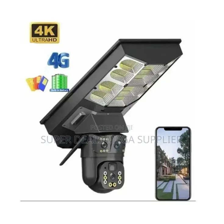 Outdoor Security Surveillance 4g PTZ Camera Solar Street Light