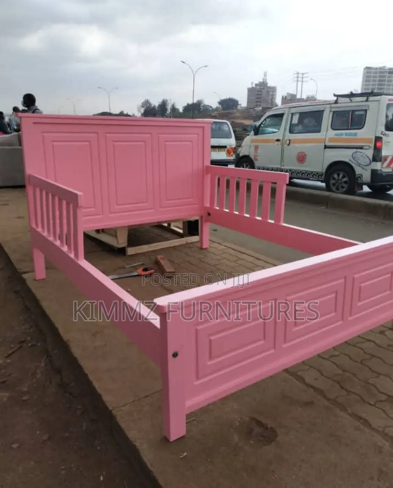 5×6 Pink Hardwood Bed