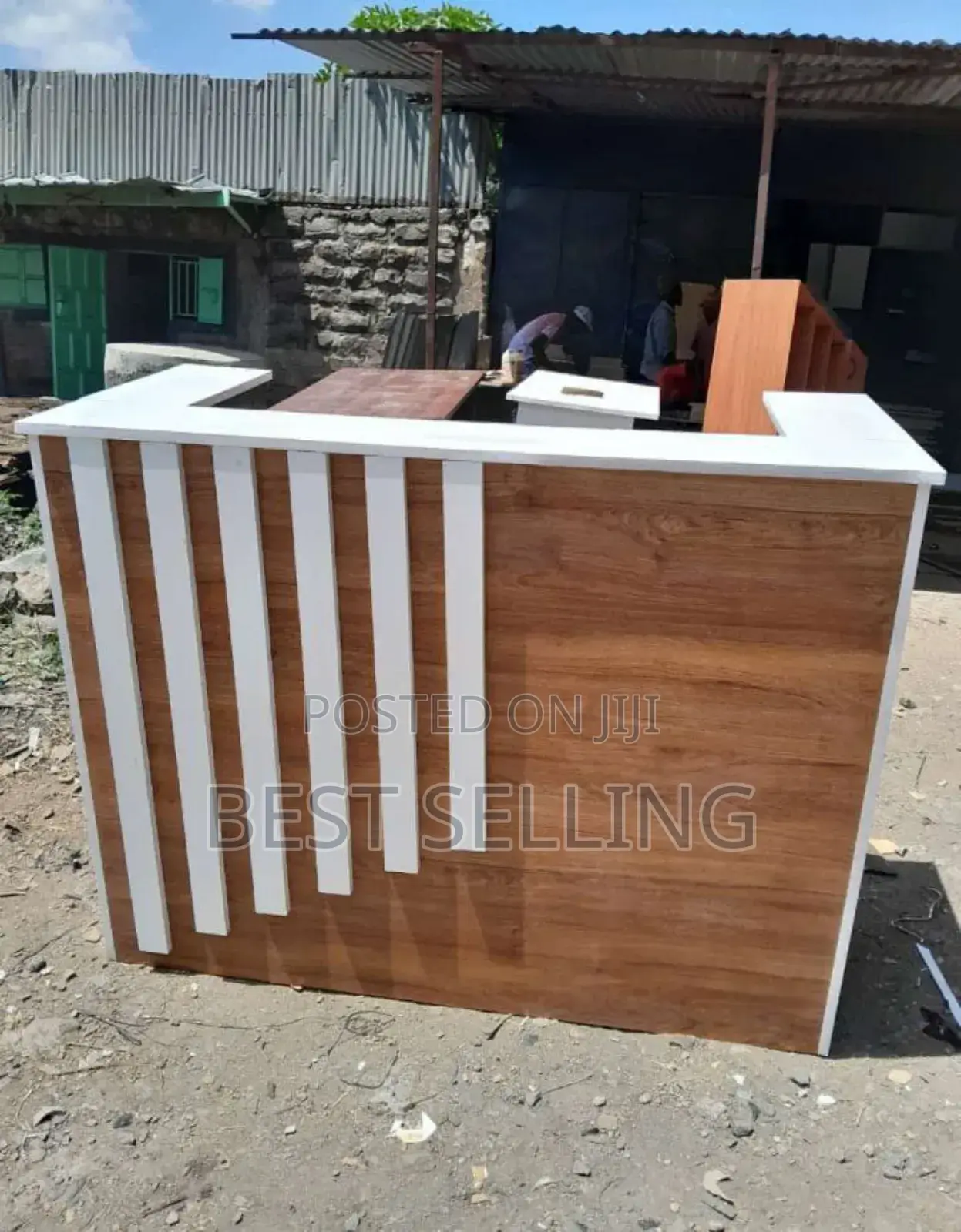 White Stripes Reception Desk