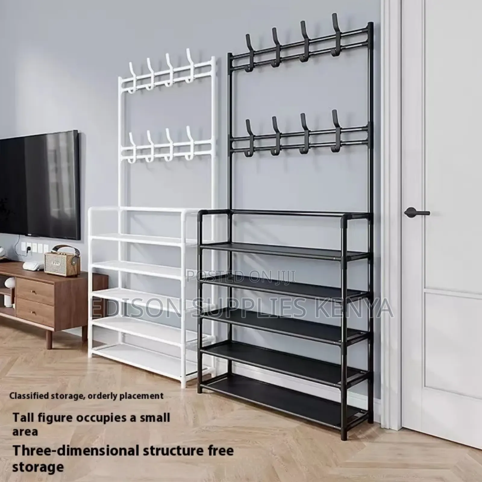 5 Layer Shoe Rack With Hooks Shoe Storage Rack