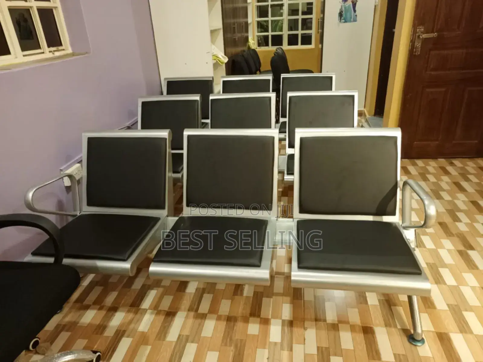 Black White 3 Seater Links Chairs