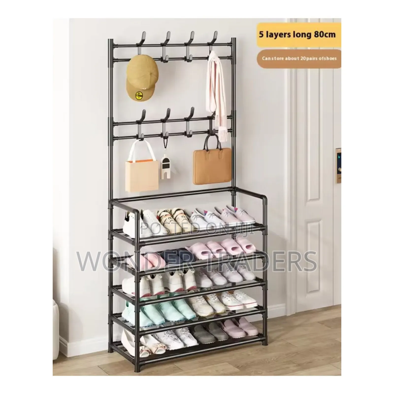 Metallic 5 Layer Shoe Rack Organizer 60cmx26cmx170cm