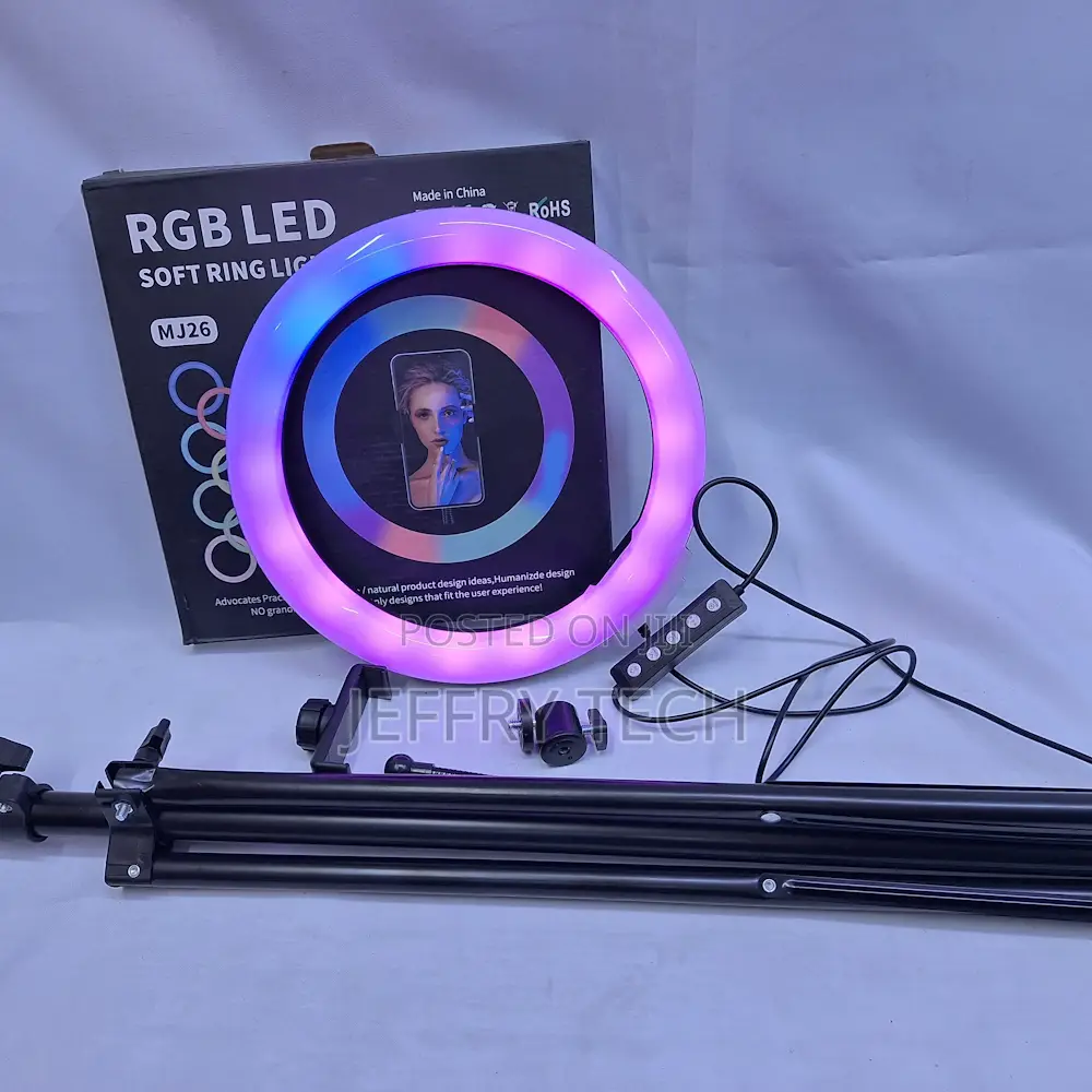 RGB 10 Inch 3 Mode Ring Light With Phone Holder and 2.2m Tripod Stan