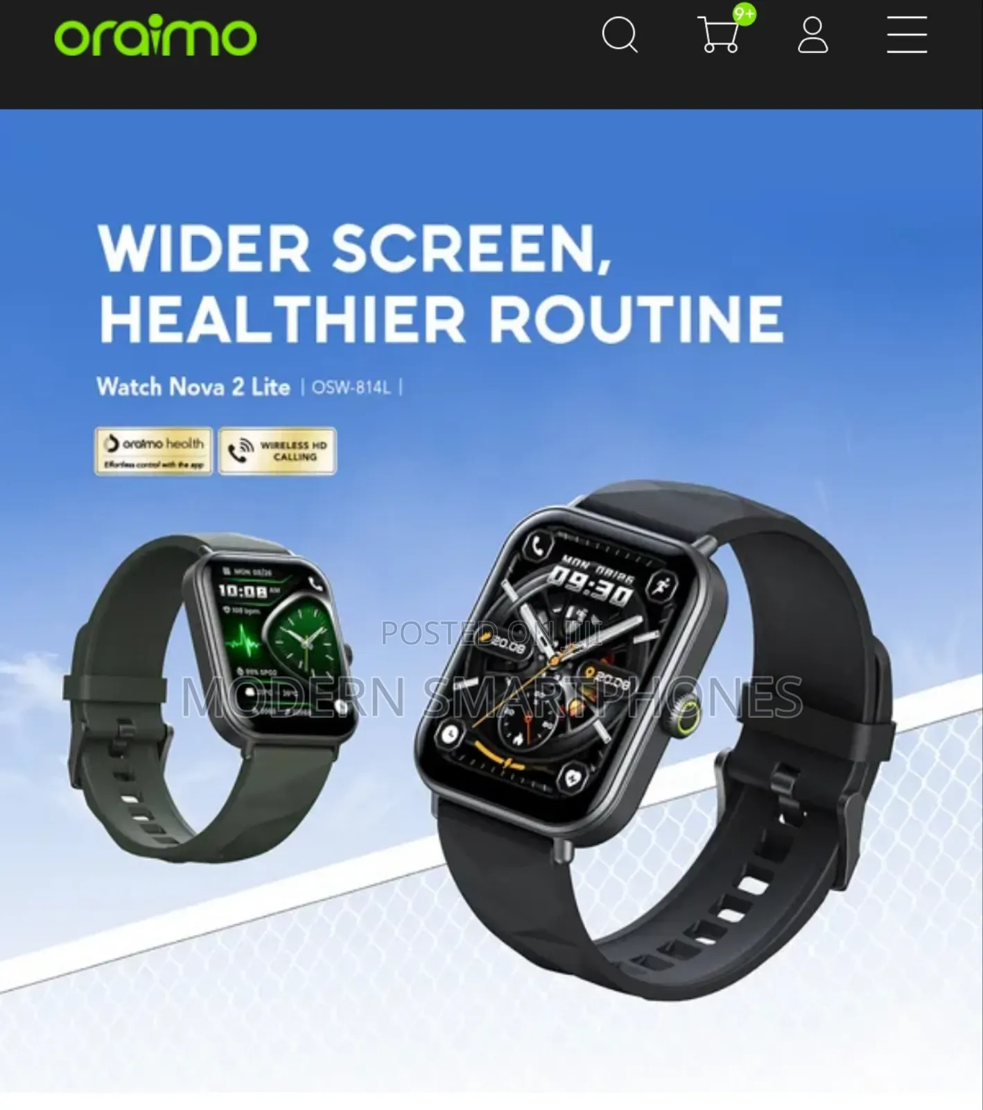 Oraimo Watch Nova 2 Lite 1.93'' Amoled Full Touch Screen Smart Watch