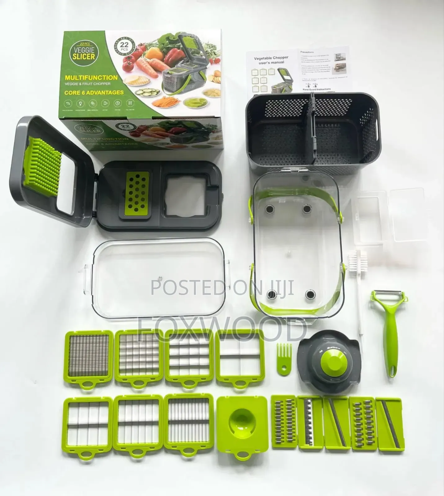 22-Piece Multifunctional Vegetable and Fruit Chopper Set.