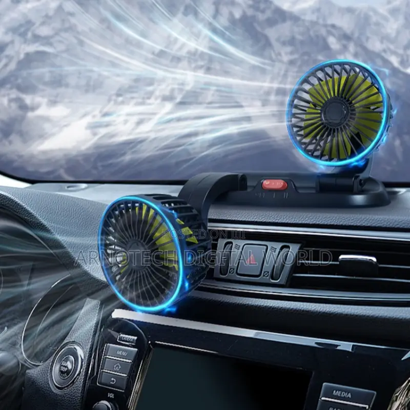 Car/Desktop Double Head Adjustable Usb 360 Degree Rotating Cooling Fan