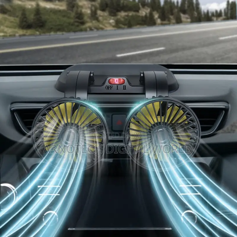 Car/Desktop Double Head Adjustable Usb 360 Degree Rotating Cooling Fan