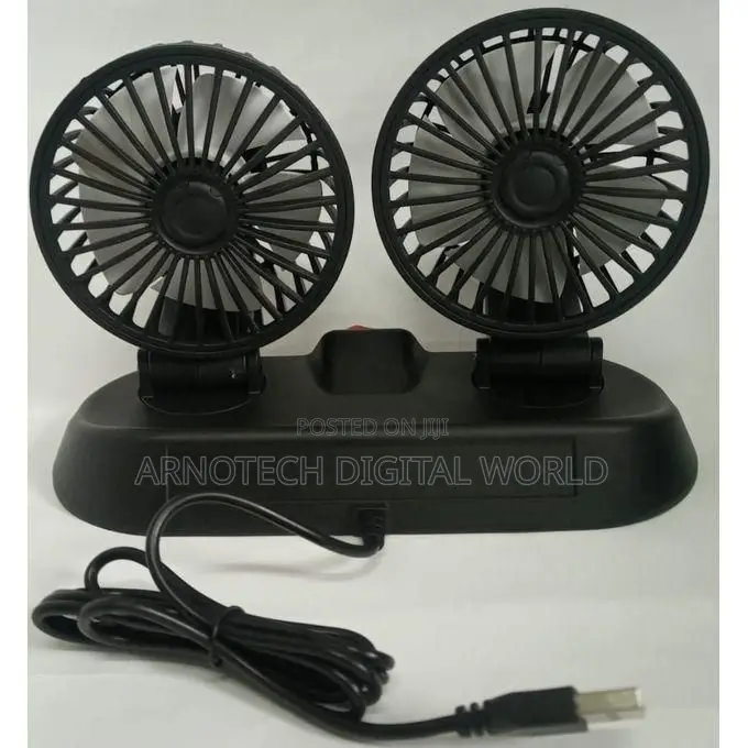 Car/Desktop Double Head Adjustable Usb 360 Degree Rotating Cooling Fan