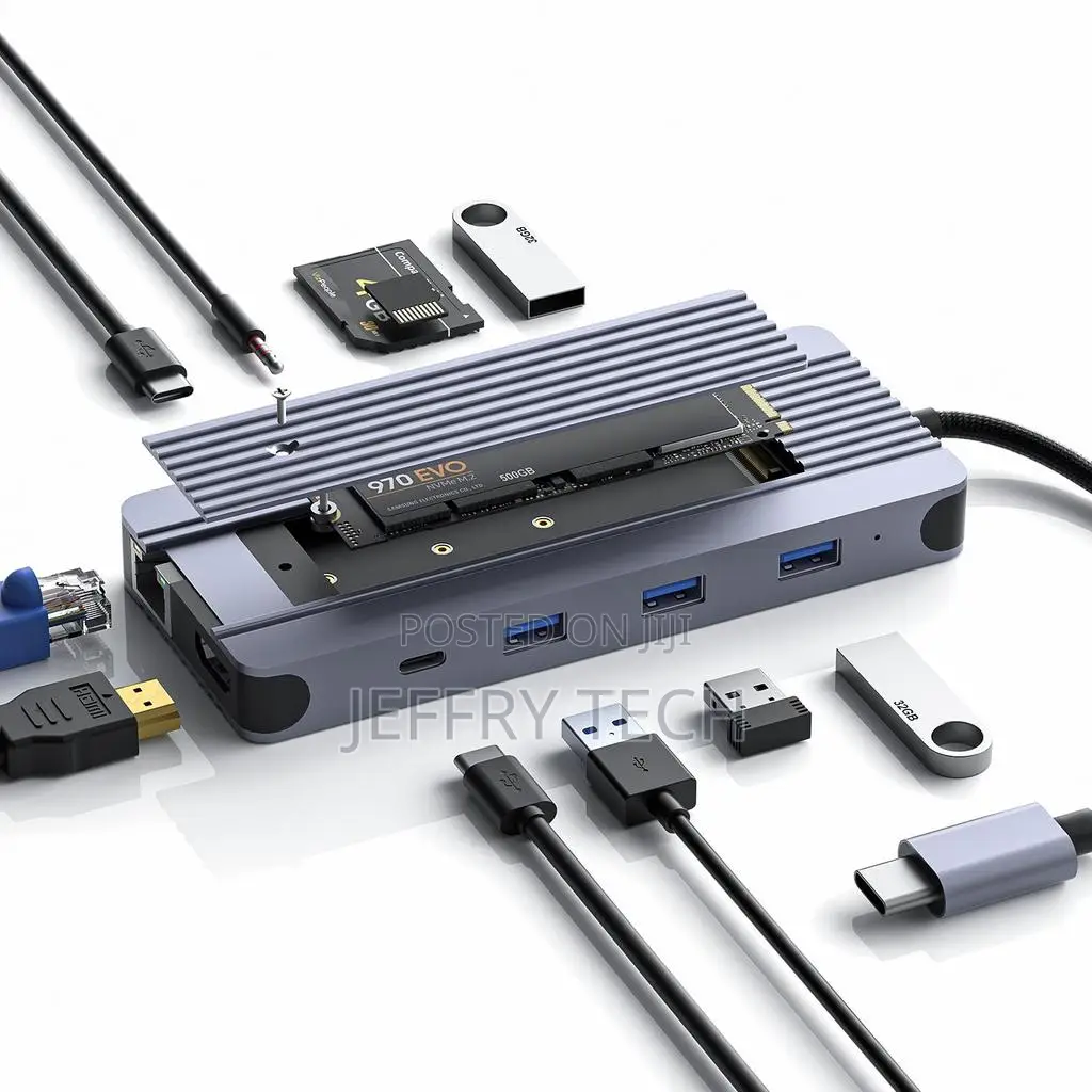 12 in 1 Usb C Hub Hard Disk Enclosure Type C Docking Station M.2 Nvme