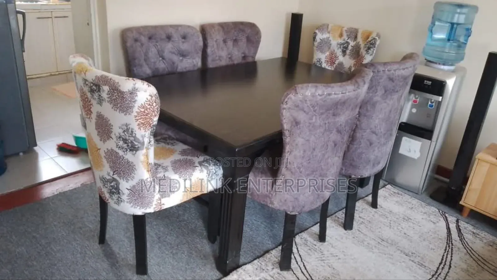 Rectangle Mixed Fabric 6-Seater Dinner Table Set