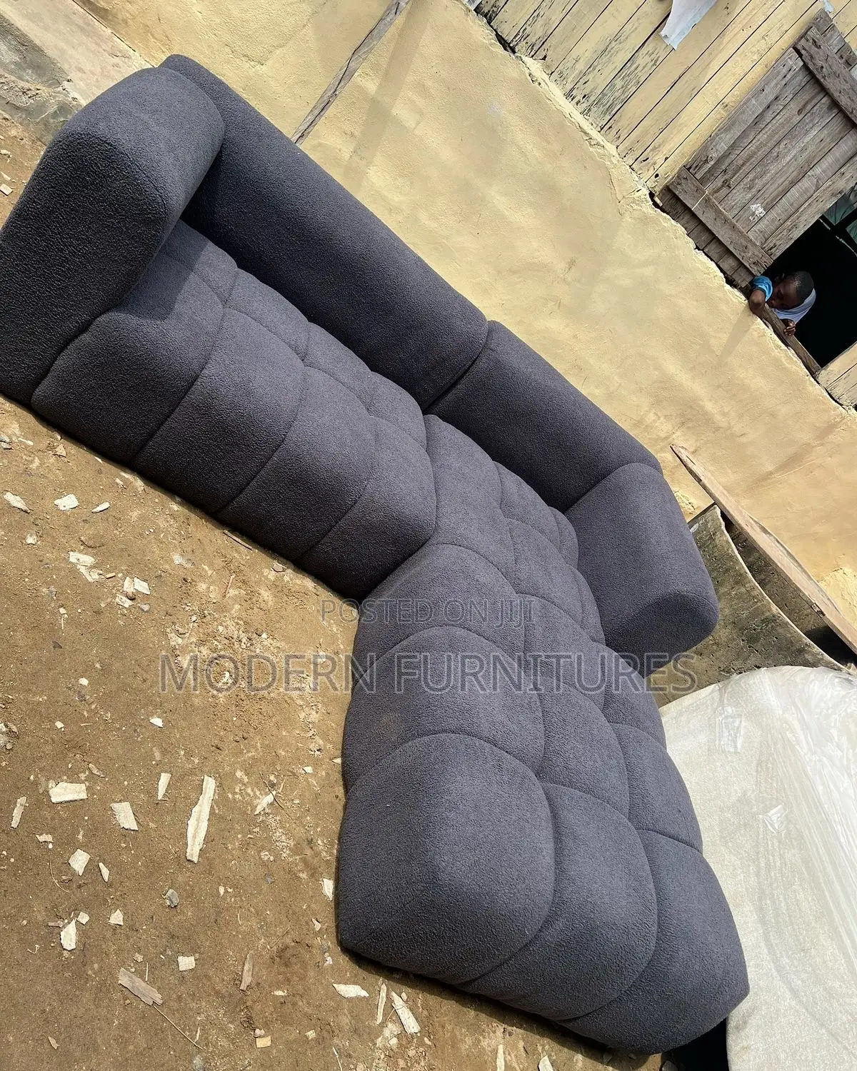 Modern Dark Grey L Sofa
