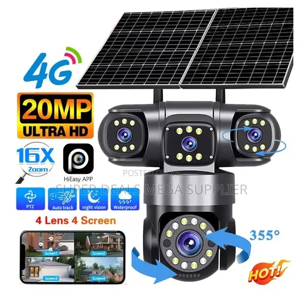 V380 Pro Triple Lens Eyes Solar Camera 4g PTZ Smart Motion Detection