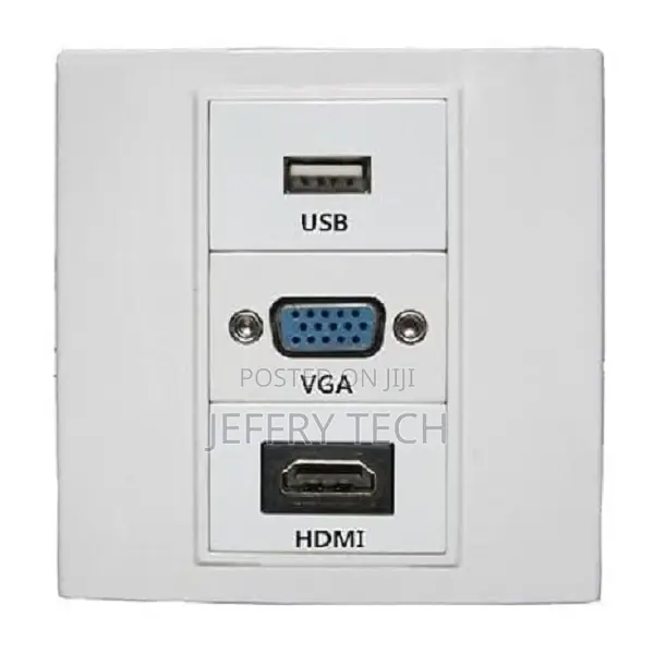 3x1 Modular Wall Face Plate With Hdmi + Usb+ Vga Sockets (Usb+Hdmi+Vga