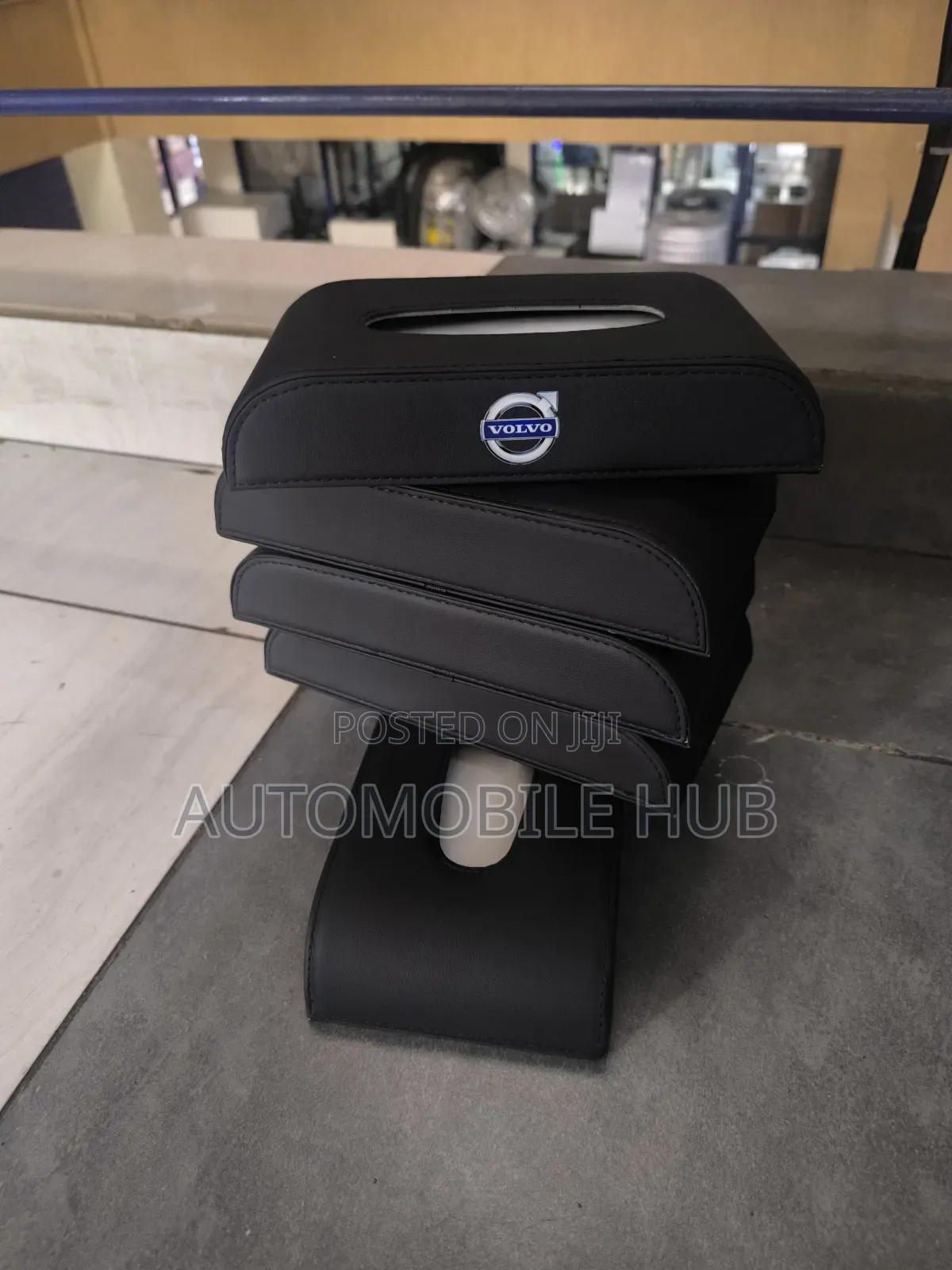 Volvo Premium Pu Leather Car Tissue Holder – Dashboard Organizer
