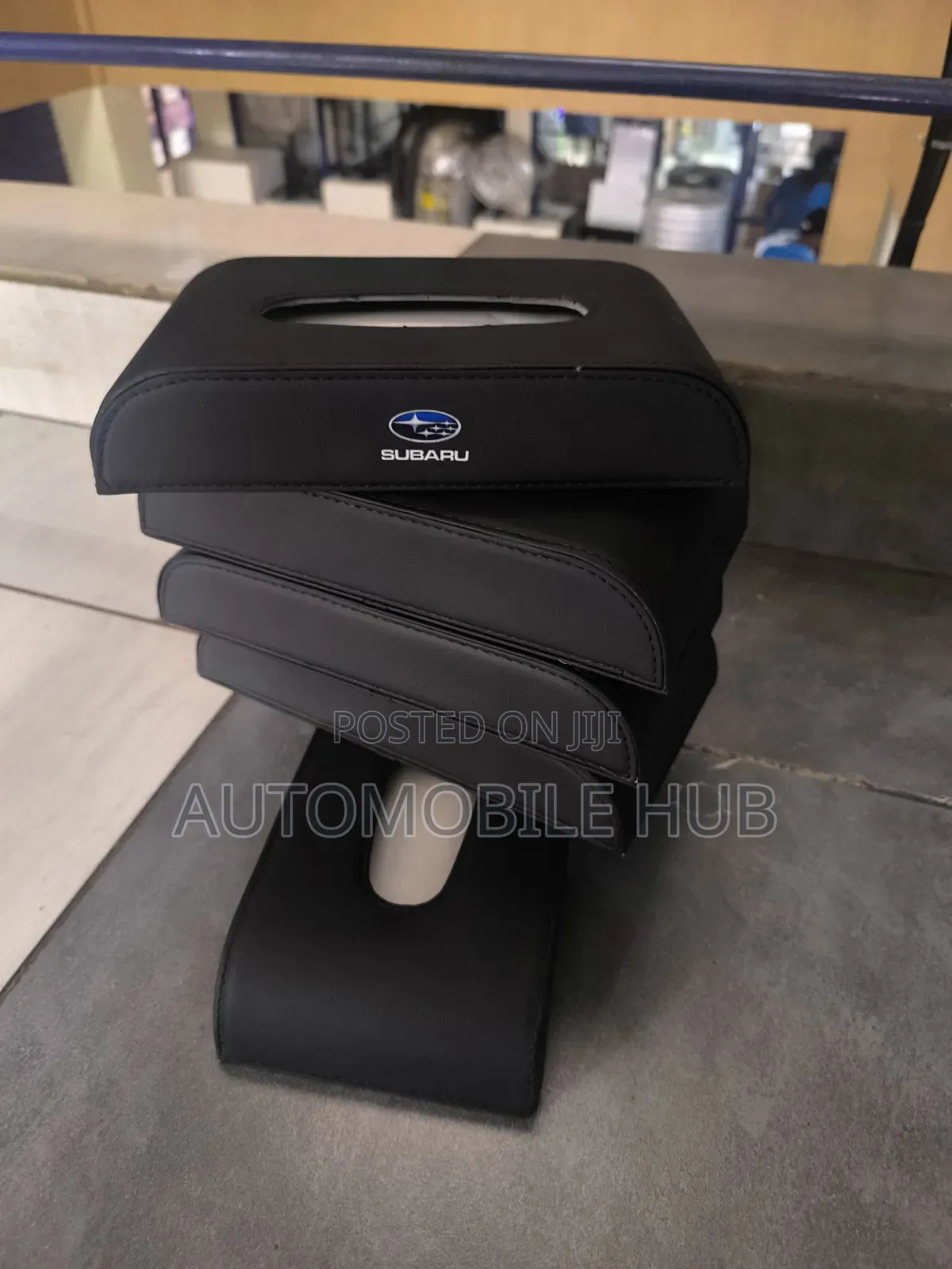 Subaru Premium Pu Leather Car Tissue Holder – Dashboard Organizer
