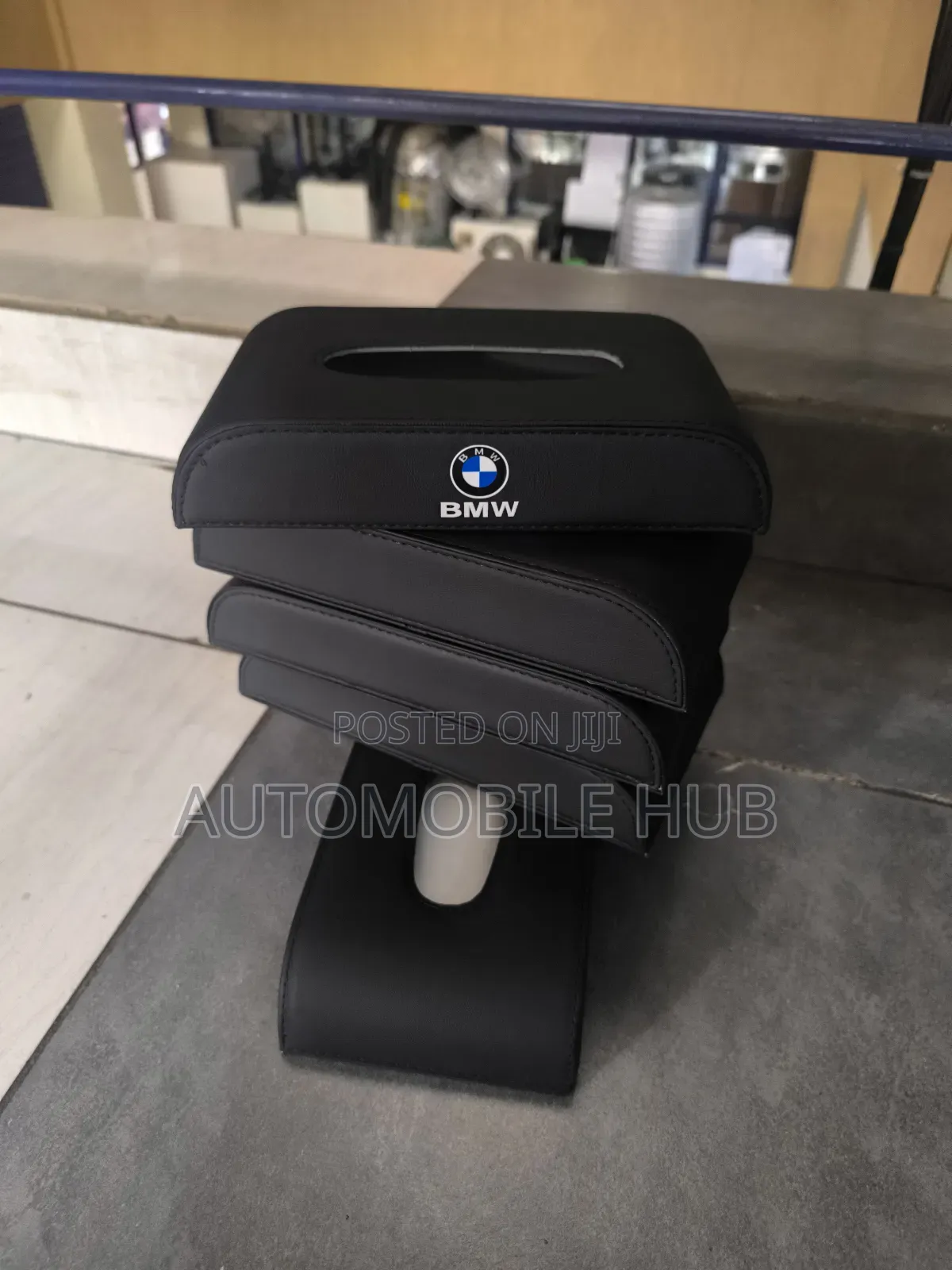 BMW Premium Pu Leather Car Tissue Holder – Dashboard Organizer