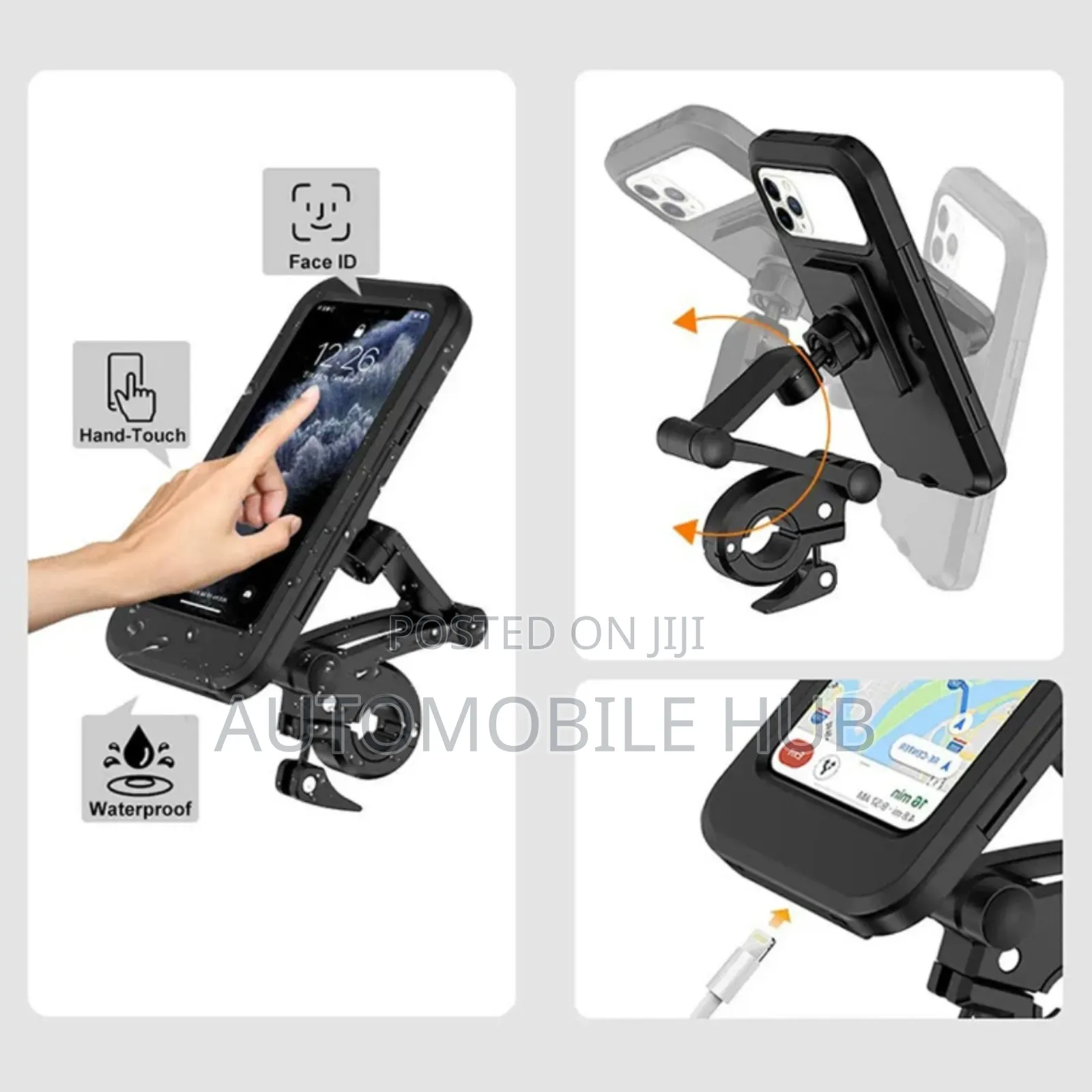 Motorcycle Waterproof Phone Mount – Shockproof Secure Grip