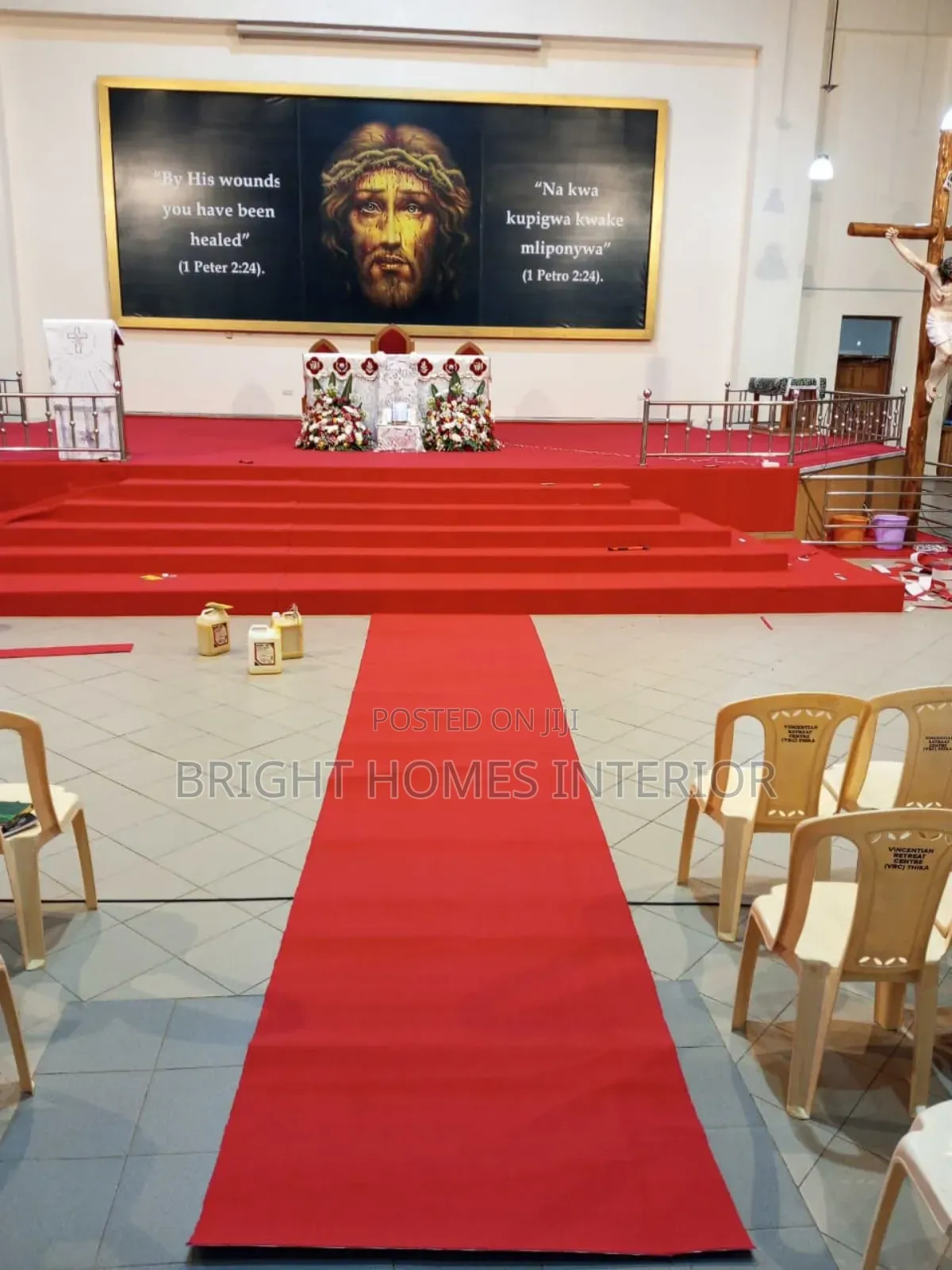 Red Church Carpet Raised Church Carpet