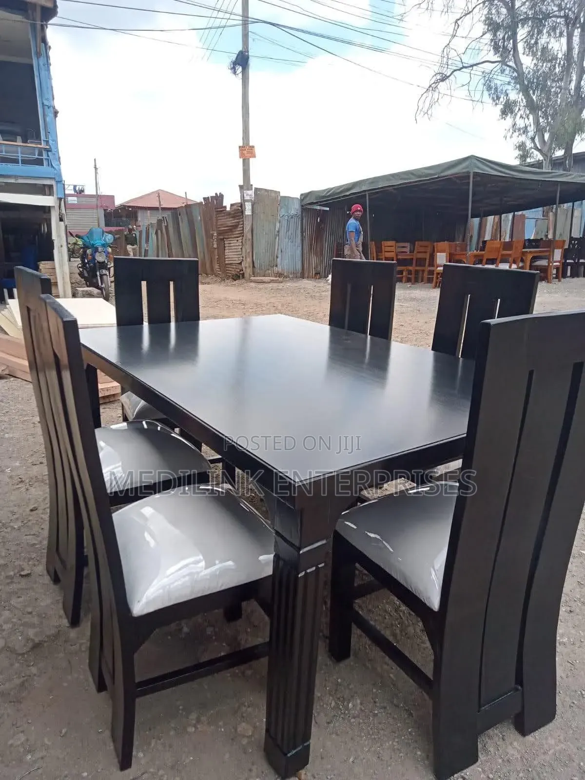 6-Seater Dinning Table Set Solid Chairs