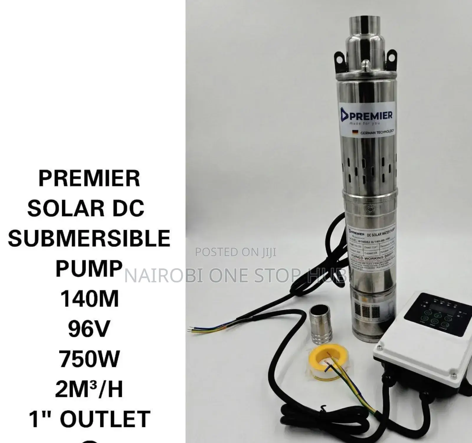 Premier Dc Solar Submersible Pump. 140m 750w