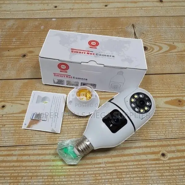 Dual Lens 2mp PTZ Wifi Bulb Security Camera With Easy Installation