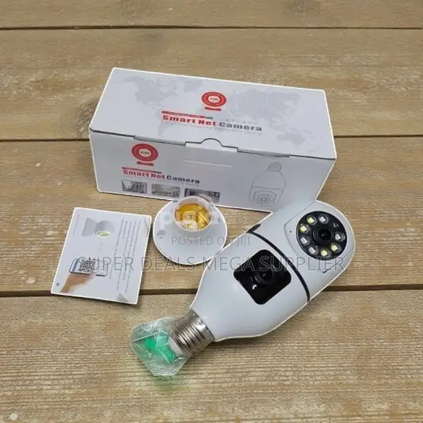 Dual Lens Smart PTZ Bulb Camera With Infrared Leds and Remote Control