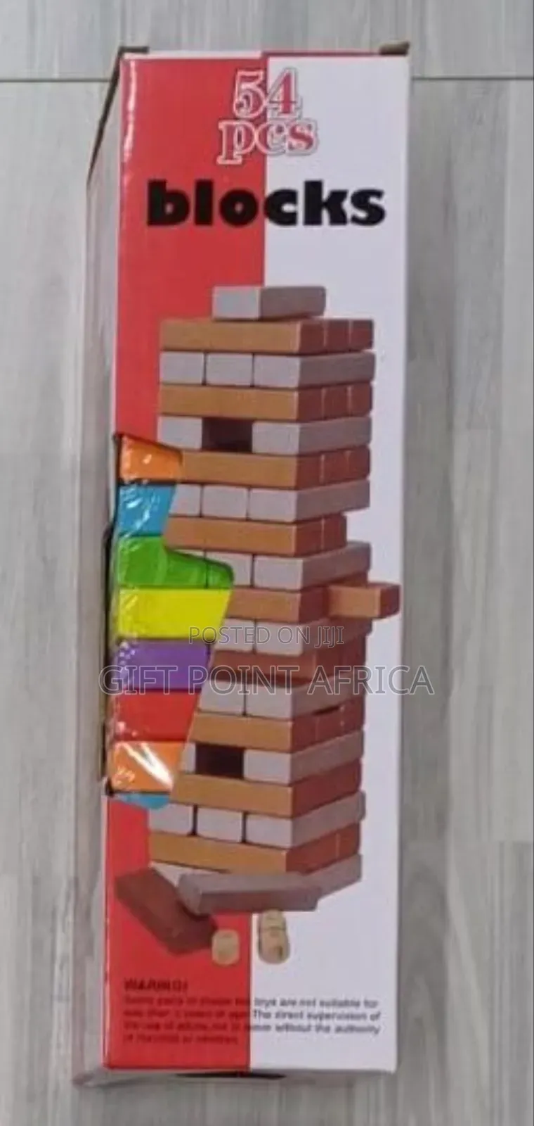 54pcs Wooden Coloured Jenga Blocks Family Game