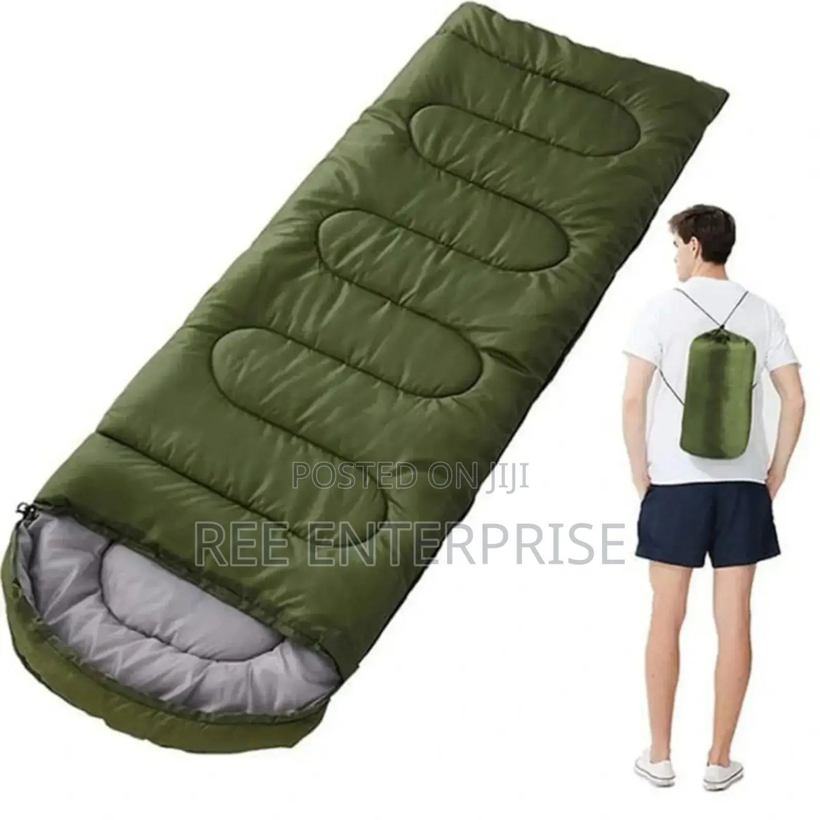 Heavy Army Green And Black Camping Sleeping Bag