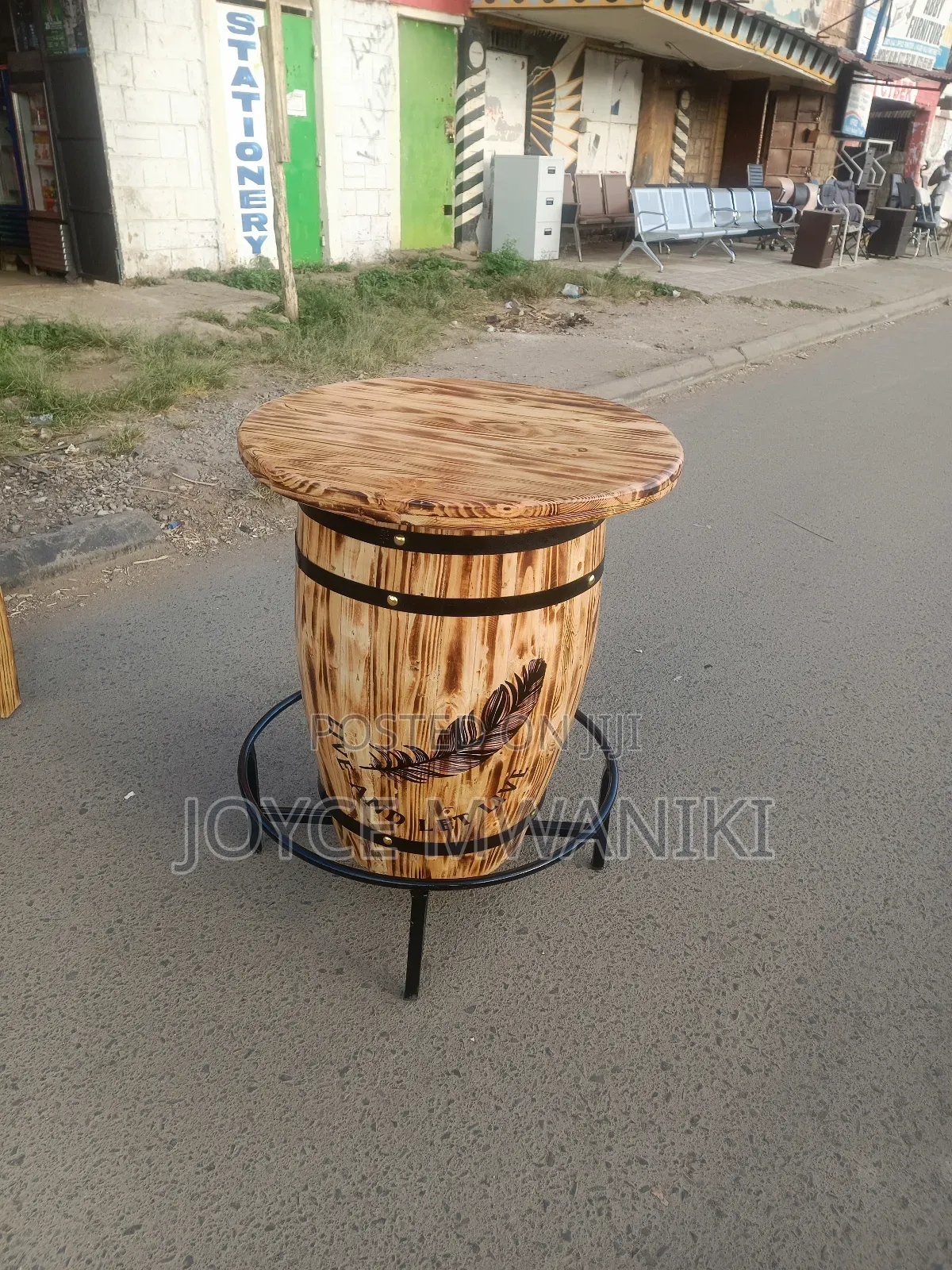 Barrel Bar Table With Logo 