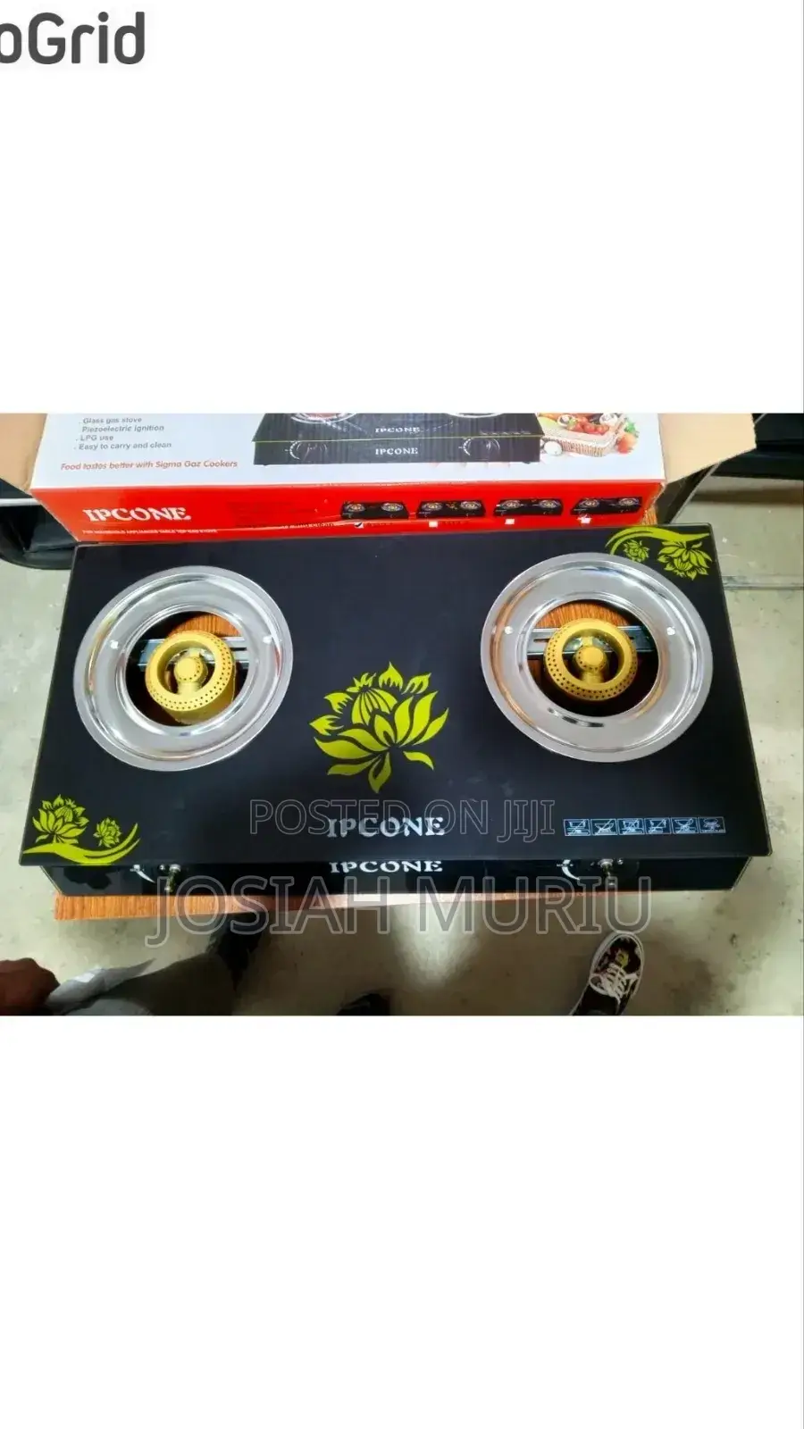 Ipcone 2 Burner Glass Top Gas Stove – Double Burner, Auto Ignition