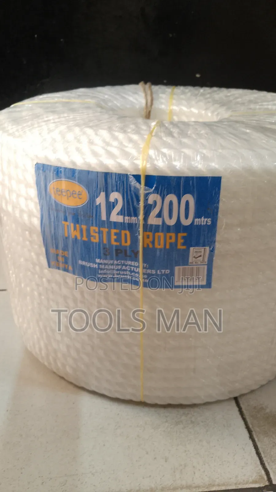 12mm 3-Ply Twisted Polythene Rope Teepee. 12mm×200m Nylon Rope.