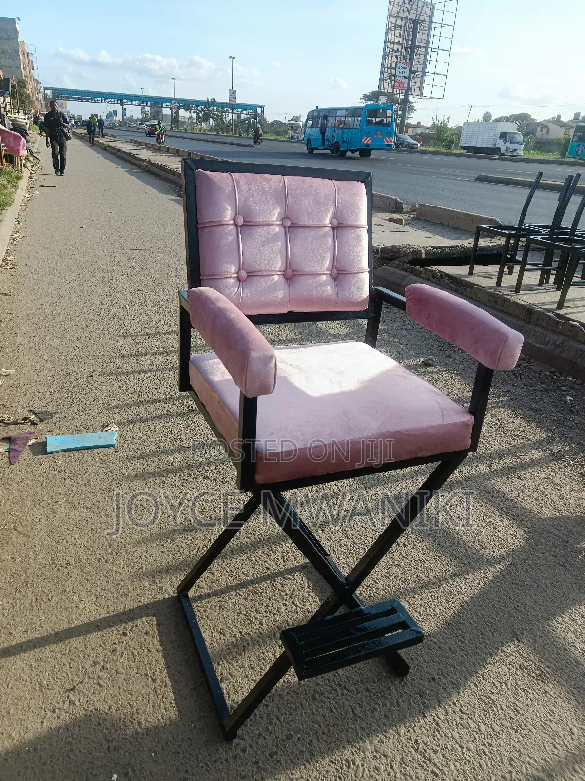 Makeup Chair, Baby Pink and Black 