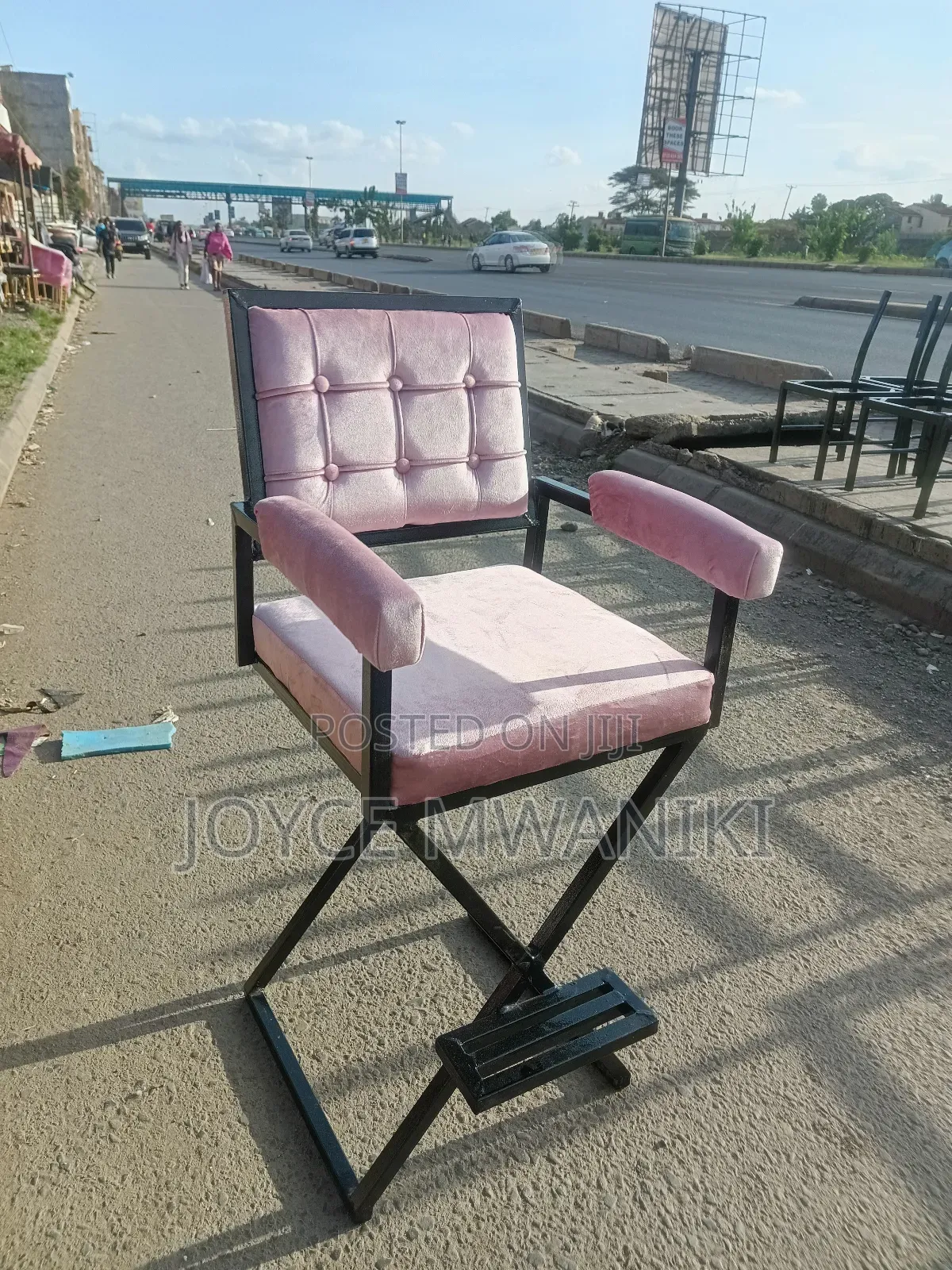 Makeup Chair, Baby Pink and Black 