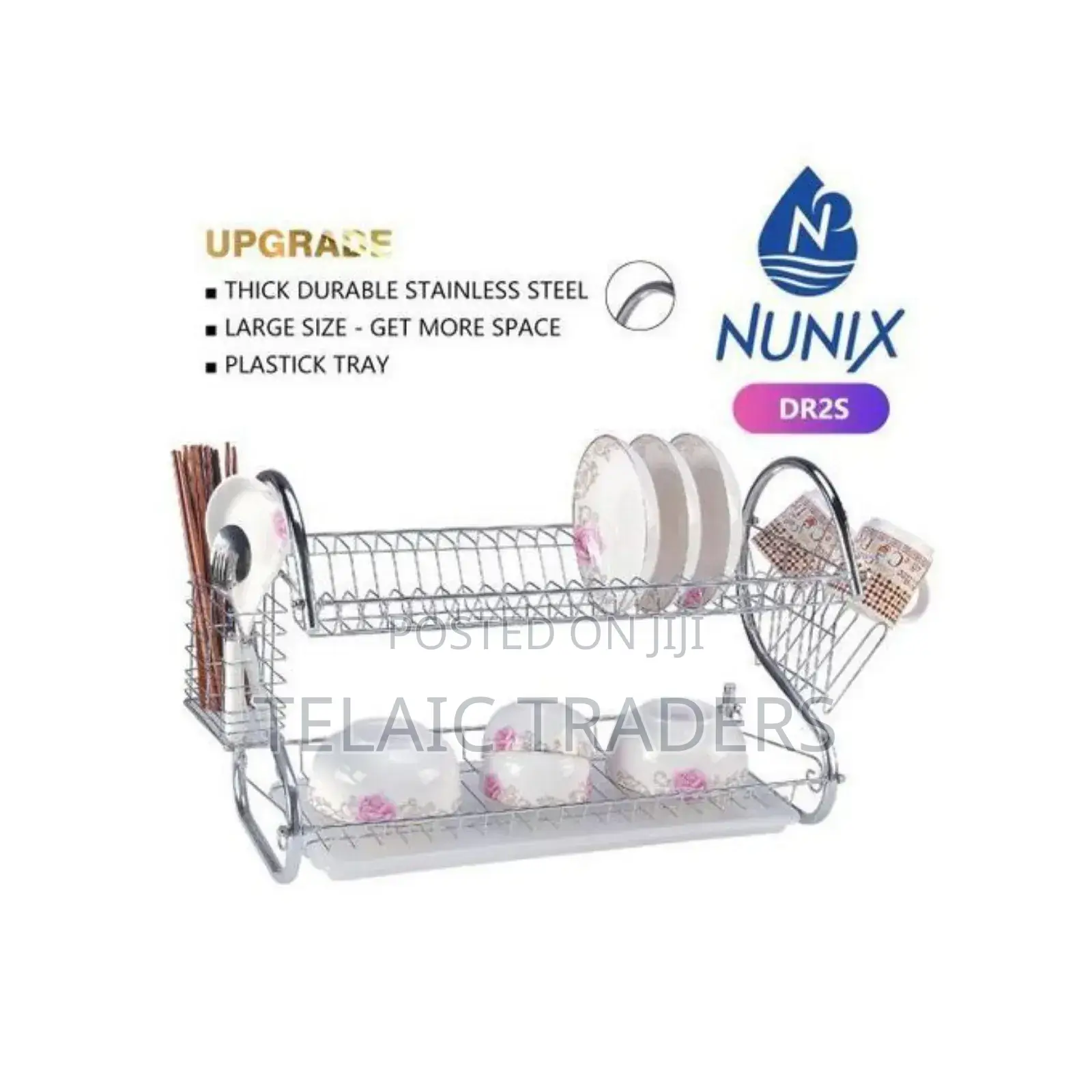 Nunix 2 Tier Kitchen Stainless Utensils Storage/Dish Rack