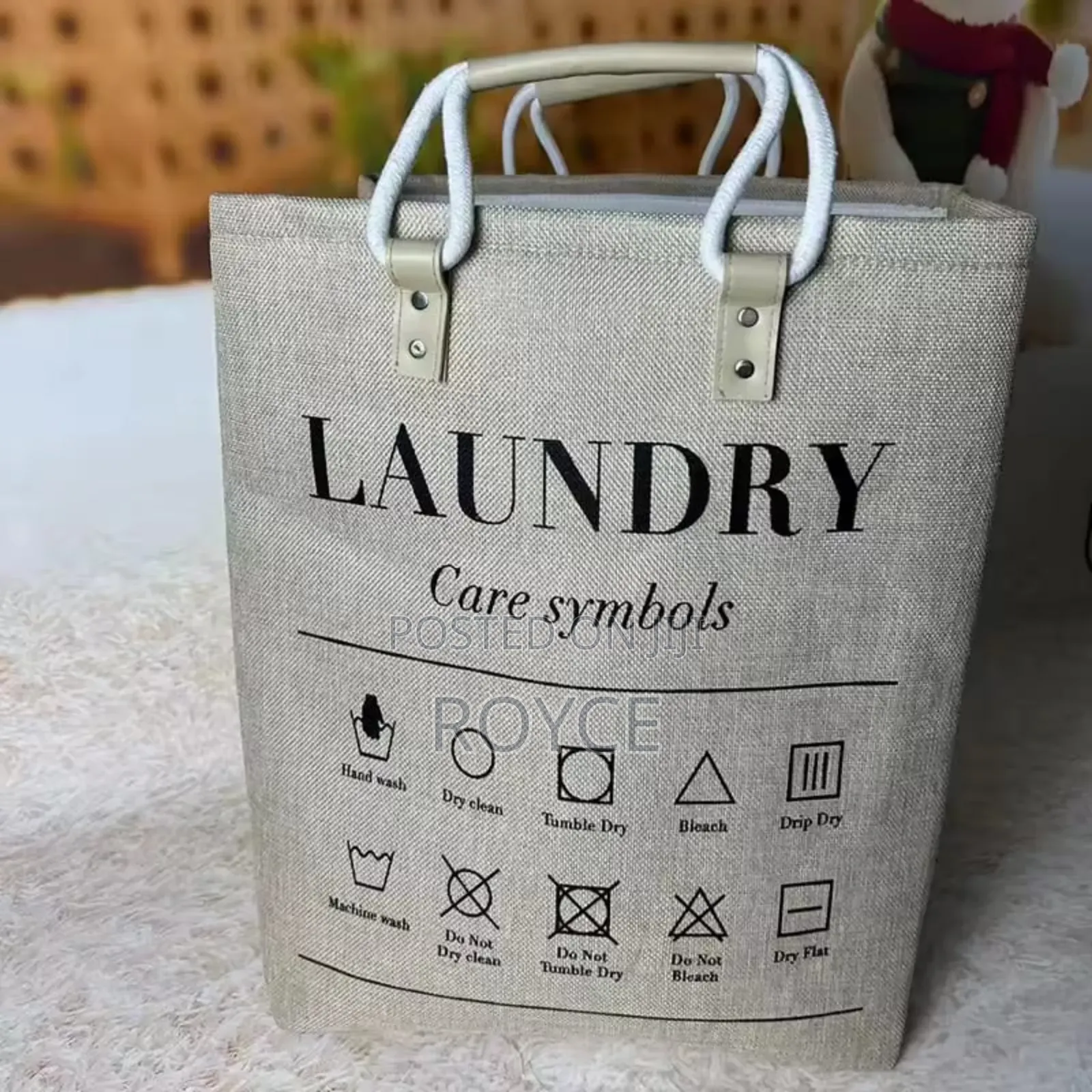 Collapsible Laundry Basket With Leather Handles