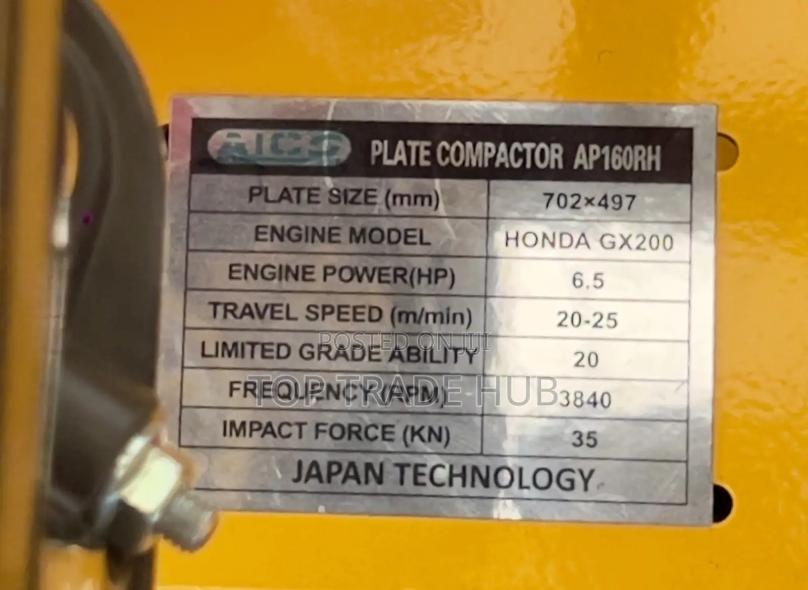 Aico Ap160rh Reversible Plate Compactor 160kg - Honda Gx200 Engine