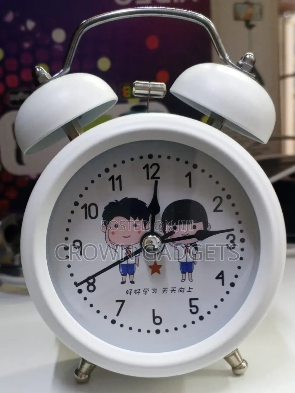 Cartoon Twin-Bell Wake-Up Alarm Clock | Battery Operated, Silent Dial