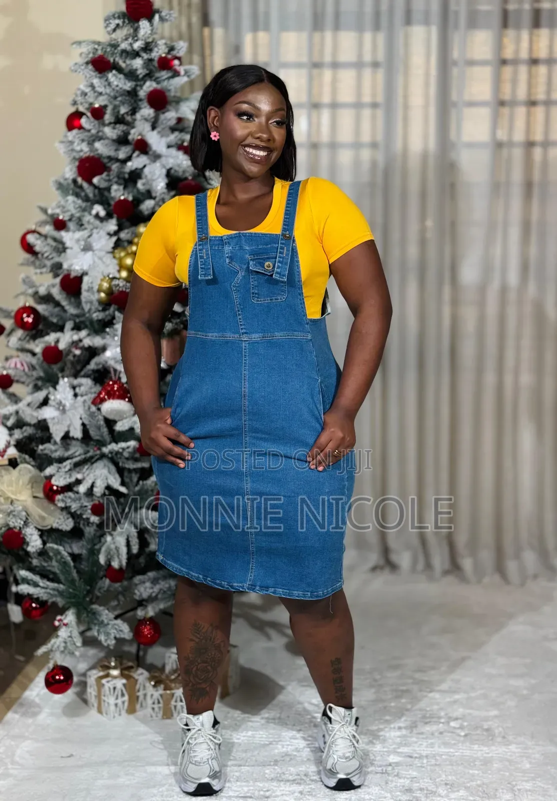 2pc Denim Dungaree Dress