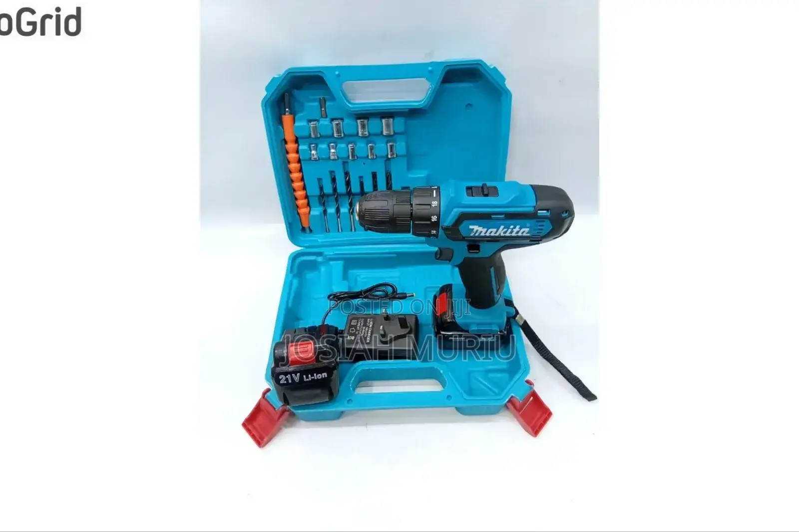 Makita 21v Cordless Electric Drill With 2 Battery Bits, Accessories