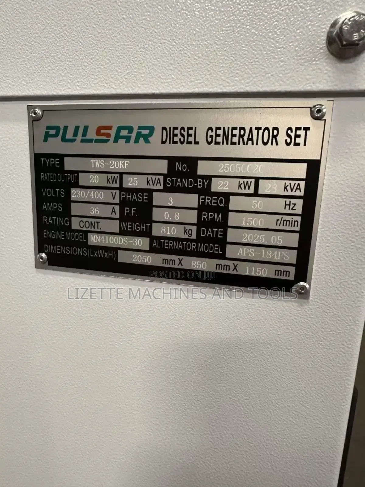 Pulsar 28kva 3 Phase Water Cooled Diesel Generator 4 Piston