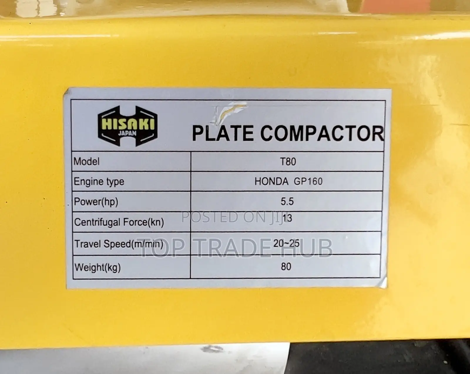 Hisaki Japan T80 80kg Plate Compactor - Honda Gp160 Petrol Engine