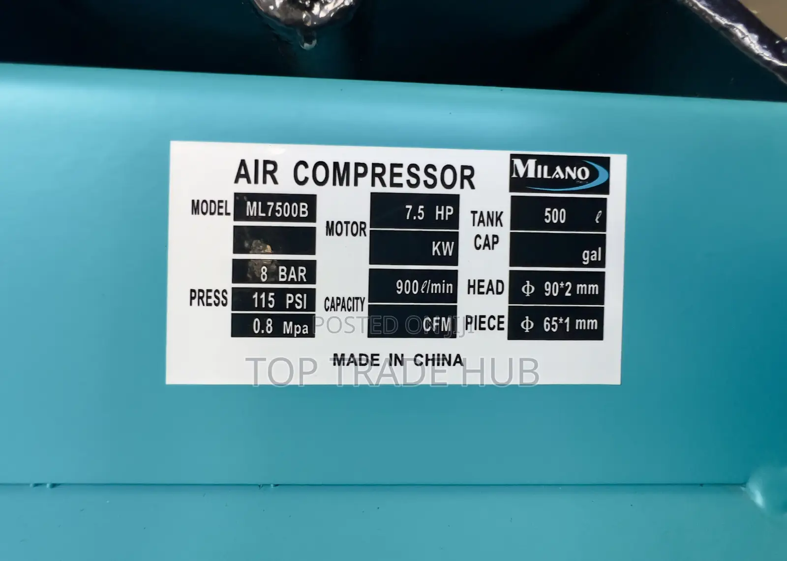 Ml7500b Milano Italia Electric Air Compressor 500l 7.5hp (Three Phase)