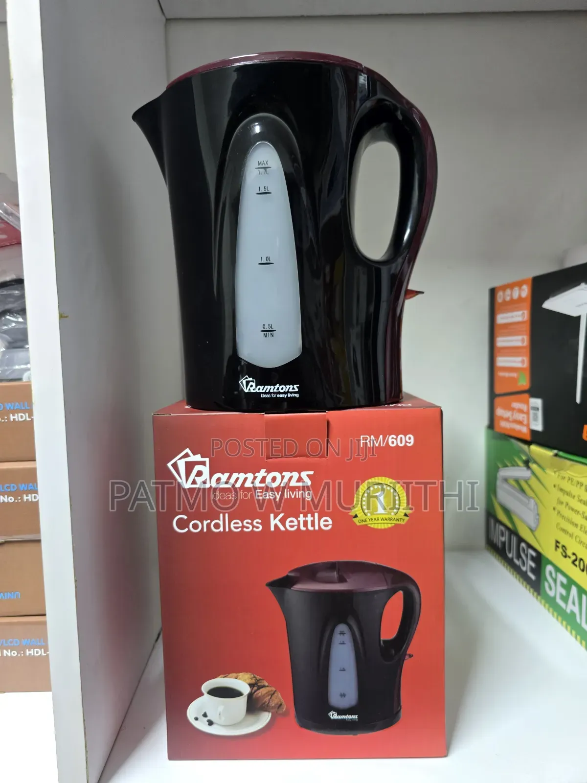 Ramtons Cordless Electric Kettle Water Heater 1.7l Rm/609