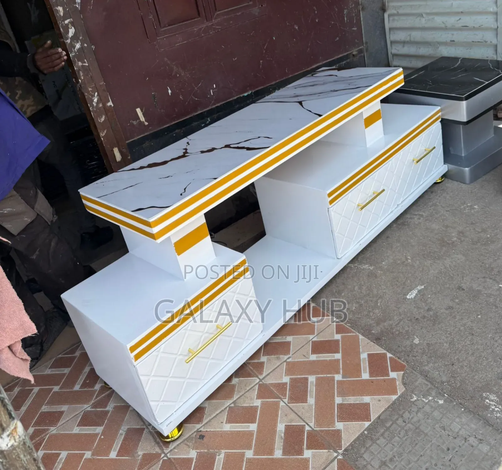 Executive Tv Stand With Marble Coating And Light